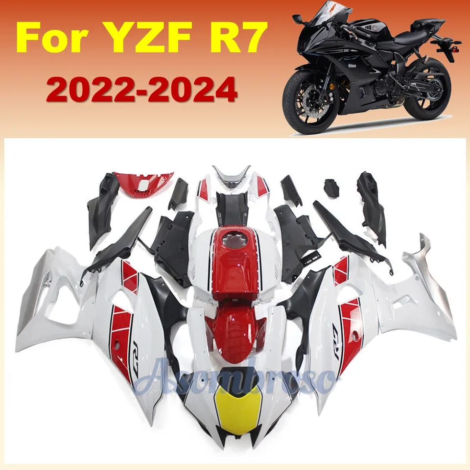Kompletná farebná súprava vhodná pre Yamaha YZF R7 2022 2023 2024 YZF-R7 22 23 24 Sportovo červené biele súpravy tela