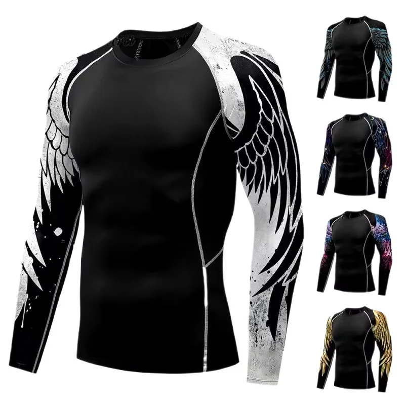 Kompresná košeľa s vyrážkou strážcu pre mužov Grafika s dlhým rukávom Tričká Halloween Cosplay kostýmy anime tlačené telocvičňa top top
