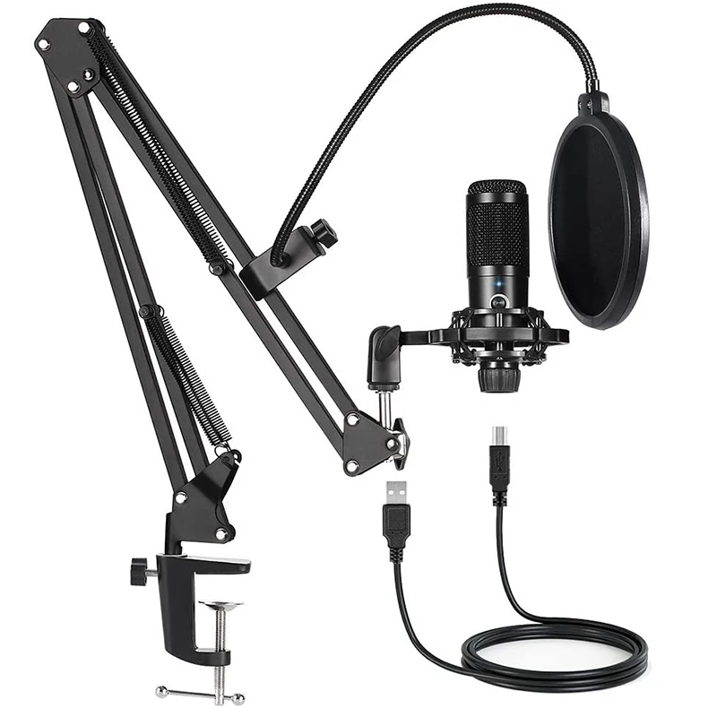 Kondenzátor USB počítačový mikrofón s nastaviteľným držiakom nárazu nožnice pre rameno pre štúdium Streaming Voice Podcasting T669