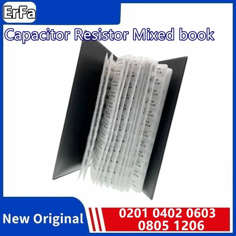 Kondenzátorový rezistor Zmiešaná kniha 0201 0402 0603 0805 1206 1% FR-07 SMD SMT ChIP Spravodlivosť 170 HODNOTY 0R-10M Vzorová kniha