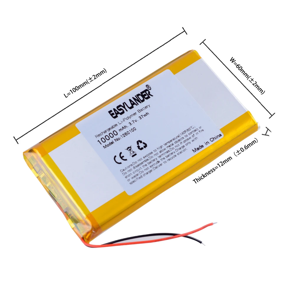 konektor 3,7 V 10000 mAh 1260100 Polymérny lítium-iónový / li-iónový batéria pre hračku Power Bank GPS Tablet PC 1262100 126099