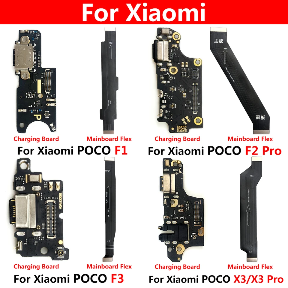 Konektor konektora portu nabíjačky USB a flex hlavnej dosky pre Xiaomi Poco F2 Pro F1 F3 X3 Nabíjací konektor