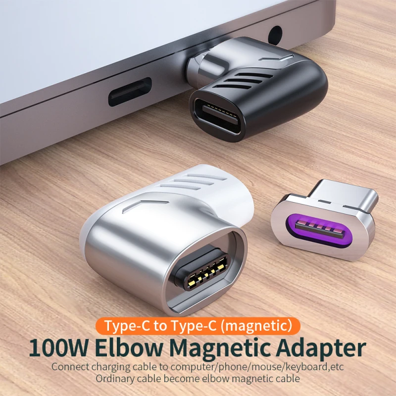 Konektor na nabíjačku magnetu prenosná zástrčka a prehrávanie pravého uhla Pohodlný magnetický prevodník magnetický kábel adaptér 100W 5A