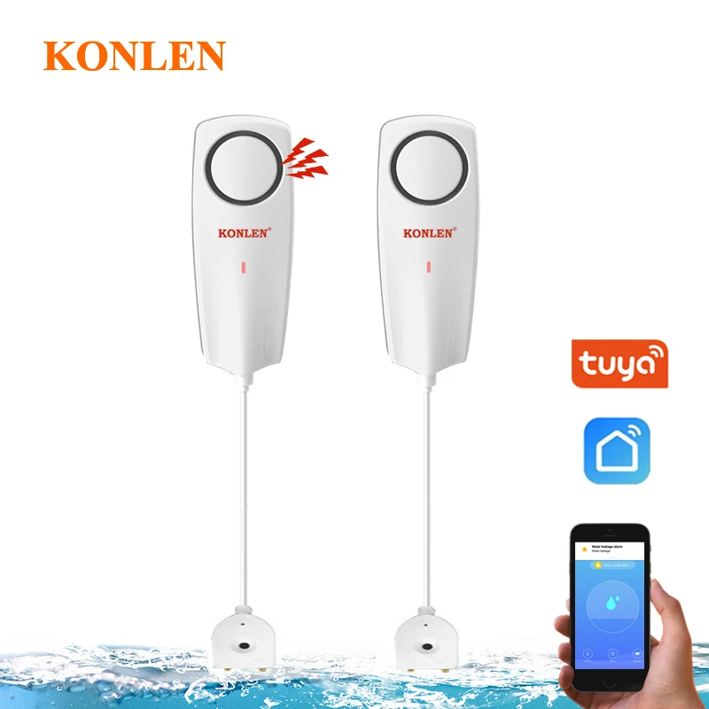 Konlen WiFi kvapalina Senzor úniku bezdrôtovej hladiny vody detektor pretečenia pretečovacieho bzučiaka TUYA SMART LIFE APP