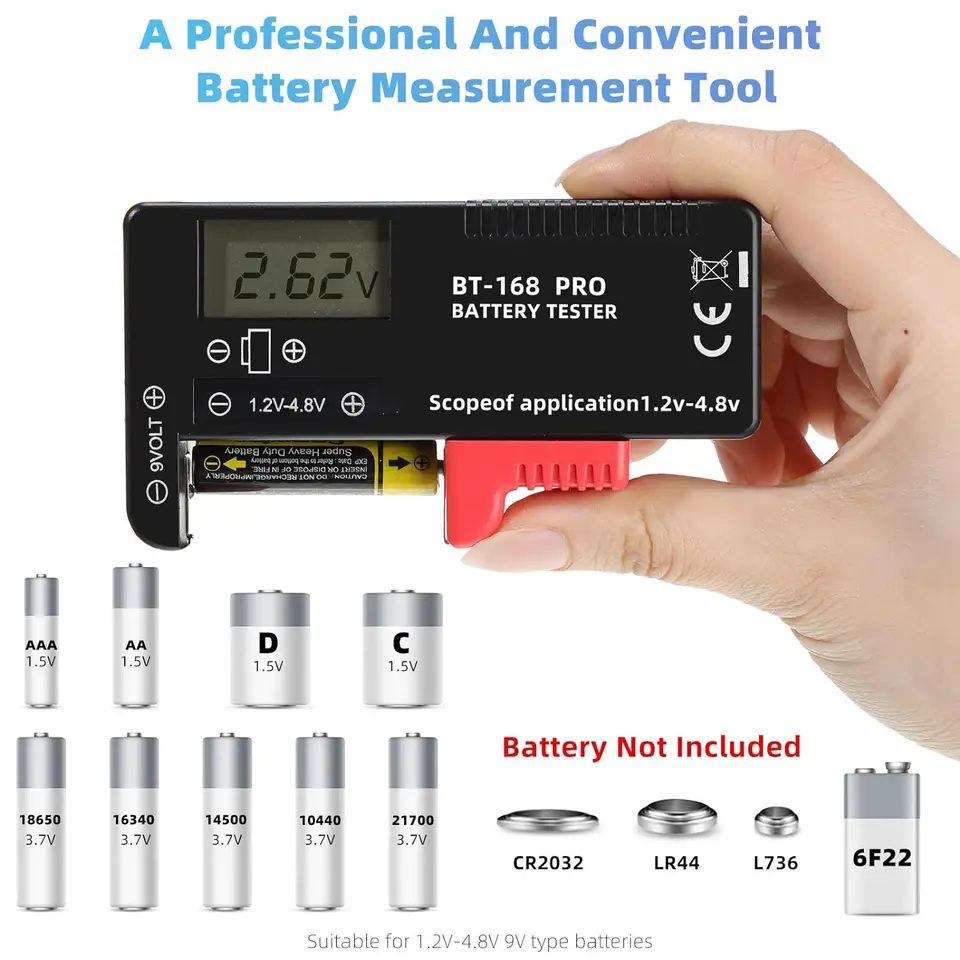 Kontrola testera batérie BT-168Pro, digitálny displej testovača batérií pre 9v 1,5 V, AAA CD CD CELL