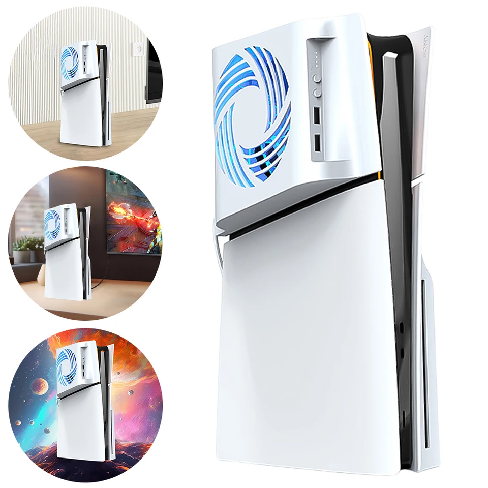 Konzola na bočnú teplotu Ovládanie chladiaceho ventilátora USB rozbočovače bokom namontovaného chladiaceho ventilátora Console Cooling Fan pre PS5 Slim Accessories