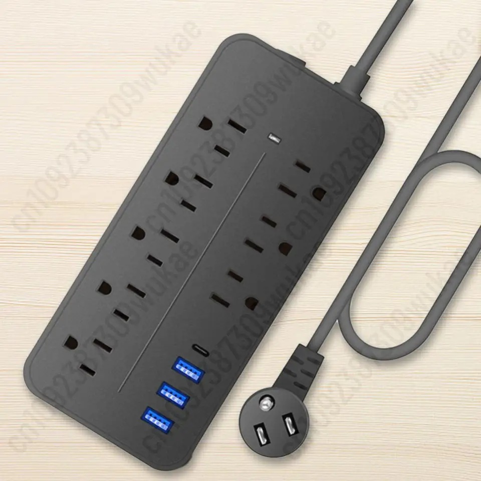 Konštrukcia zástrčkovej zásuvky Power Surge Protection 3*USB+1*Typ-C s predĺženým káblom Viacnásobný kohútik 2000W Smart Outlet Power Strip