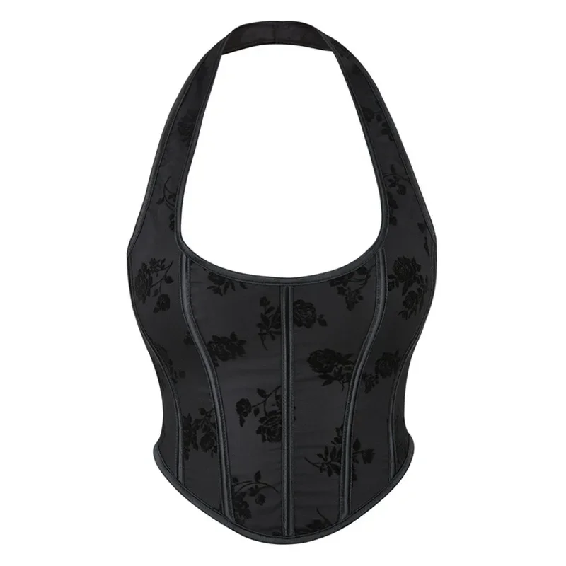 Korzet s podsvietením s popruhmi top plus veľkosť výšivkovej vesty Overbust Corslet Gothic Women vintage spodná bielizeň čierna zelená hnedá