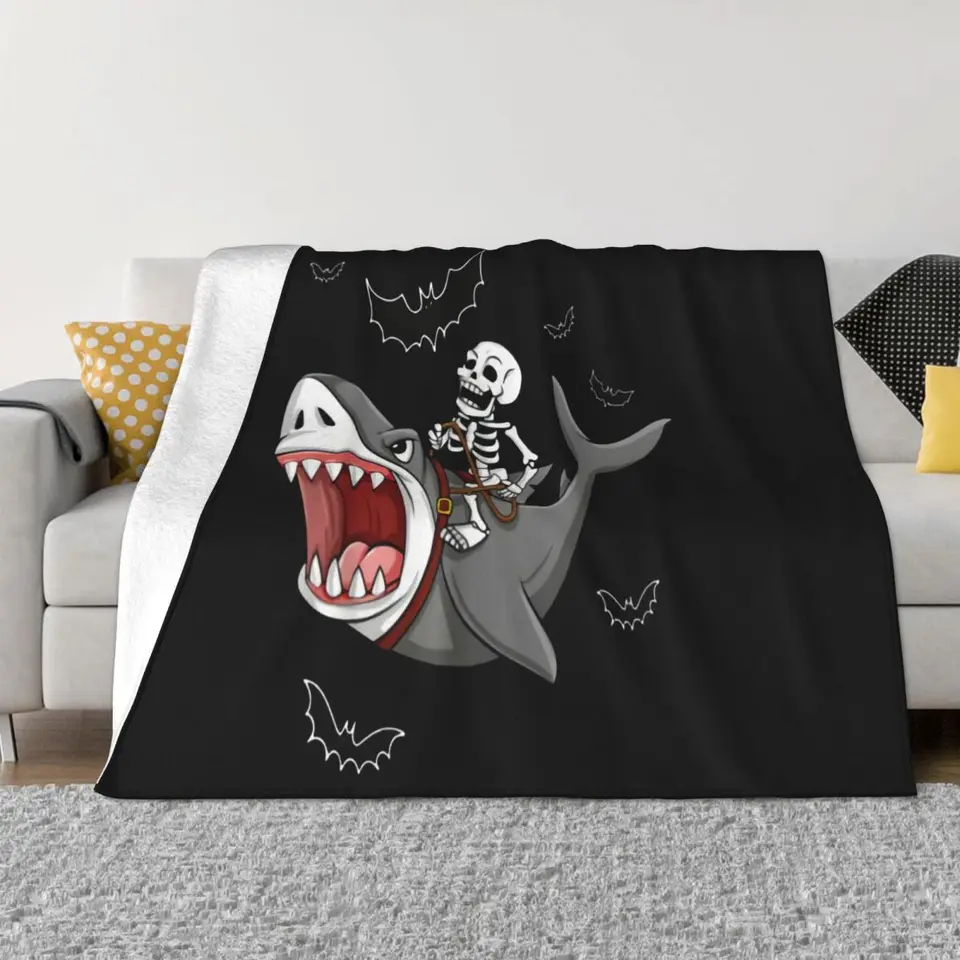 Kostra jazdiť na žralokov Swea Funny Halloween Swea Pure Cotton Breatha New Brand Hrot prikrývka