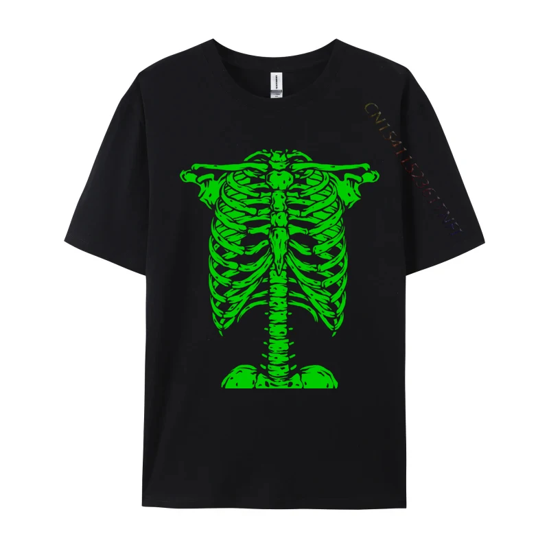 Kostra zelená rebrová klietka kostým kostým Halloween Grafický röntgen Cotton Tees Plain Men Tričká Príležitostné vytlačené na veľkoobchodní