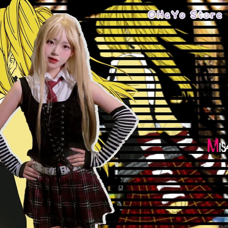Kostým kostýmu smrti Misa Amane Cosplay Debut Poznámka Denné sexy šaty subkultúra náhrdelník y2k uniforma outfit halloween parochňa