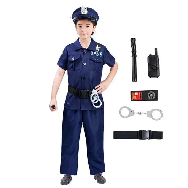 Kostým pre detskú políciu Kostým a rola Play Costy pre deti Halloween Cosplay sa obliekajú s pútkami odznak