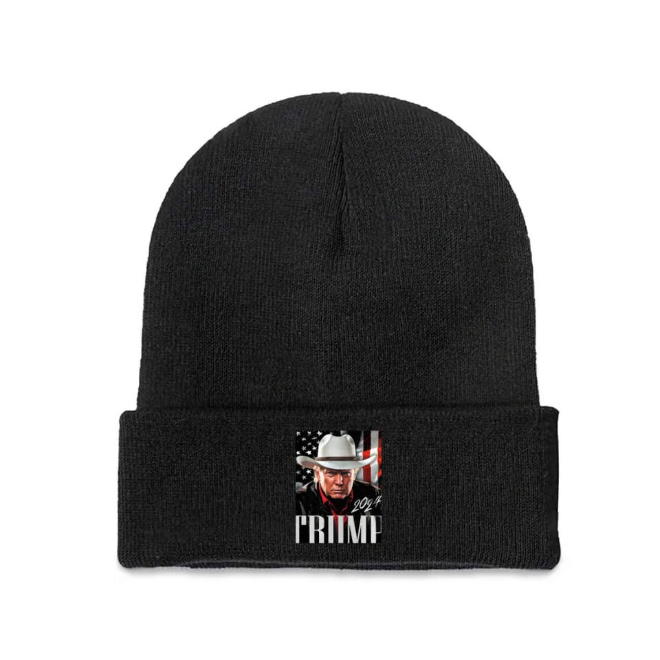Kovboj Trump Beanie pletená čiapka zimná teplá vonkajšia čiapka pre mužské ženy