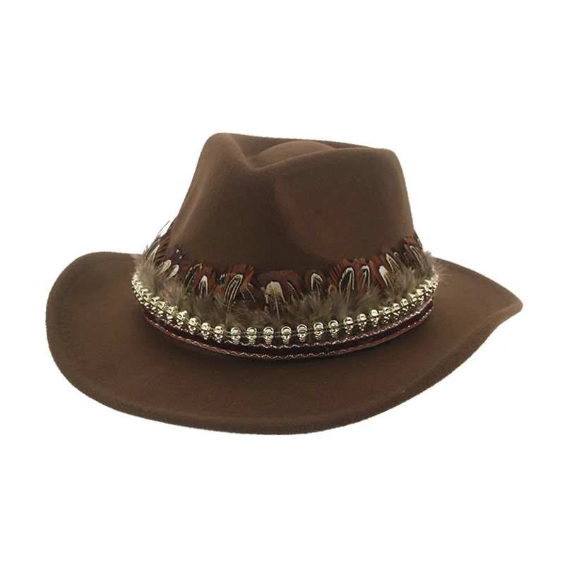 Kovbojský klobúk cowgirl muž klobúky pre ženy fedoras western cowboy Solid Camel široký brim kapel