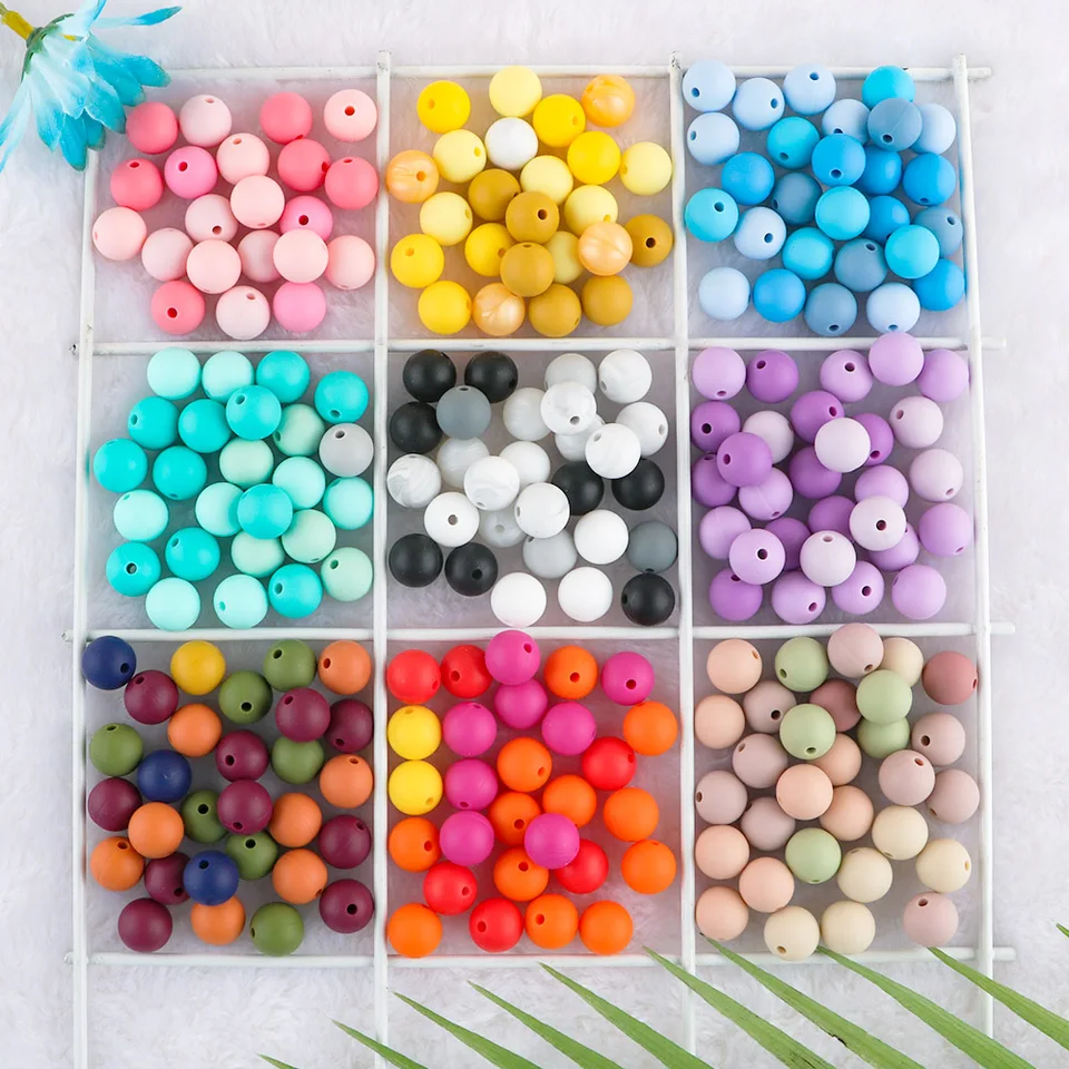 Kovict 12 mm 100/200/500/1000pc Silikónové guľôčky detské zubne korálky dieťa Teether bezpečné jedlo ošetrovateľstvo žuvacie guľôčky