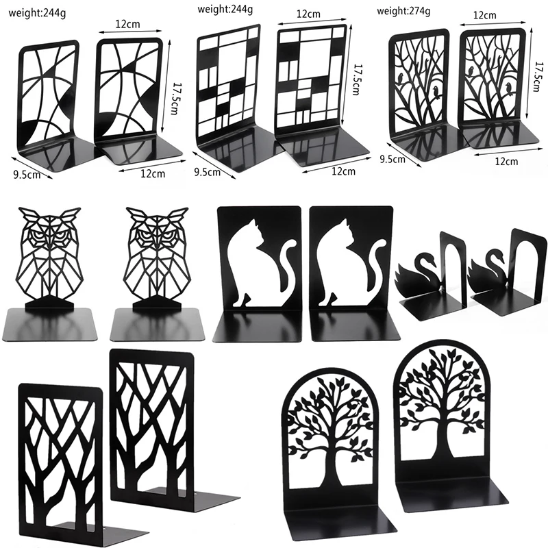 Kovová nekĺzavá kniha Bookend Bracket Book Support Stand Stand Animal World Office Book Stop