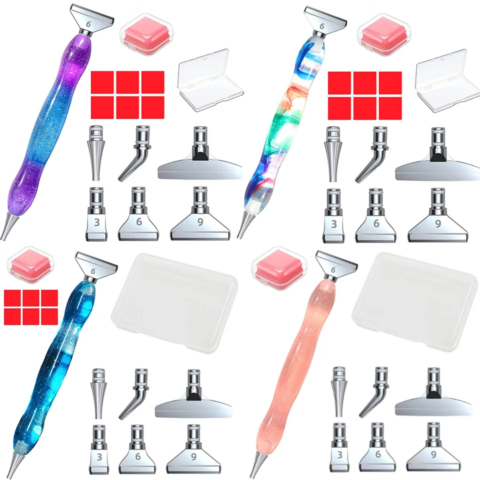 Kovová z nehrdzavejúcej ocele Hrot Resin Diamond Painting Art Club lepivé vŕtačky Dril Pen Stylus súpravy Set Tool Tool Vosk pre 5D DIY Gem Nail Art