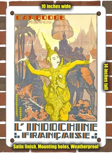 Kovová značka - 1931 Cambodia Phnom Penh, francúzska Indochina - 10x14 palcov