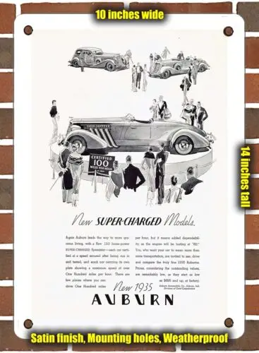 Kovová značka - 1935 Auburn Super nabité modely 2 - 10x14 palcov