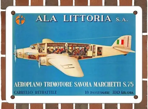 Kovová značka - 1937 Ala Littoria SA Savoia Marchetti S.75 Tri -Motor Airplane