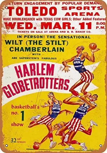 Kovová značka na stenu - 1958 Harlem Globetrotters - Vintage Look
