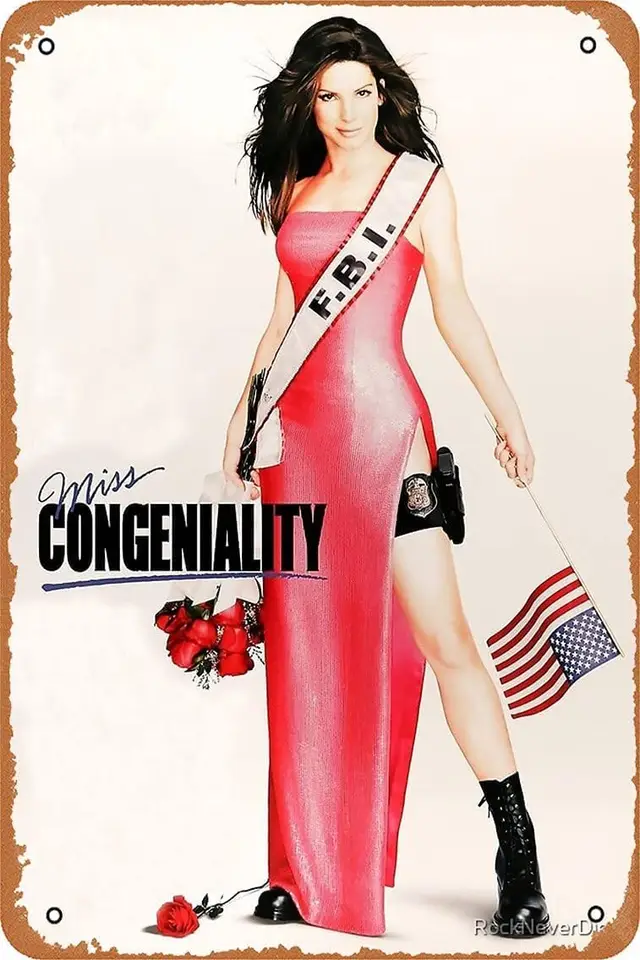Kovová značka - slečna Congenality Sandra Bullock Funny Movie Coam Plagát 12 x 8 palcov