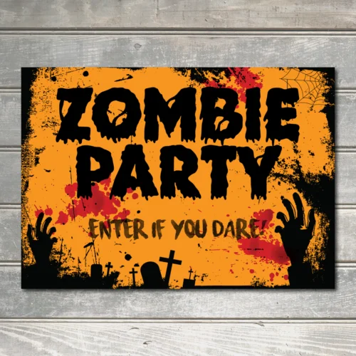 Kovová zombie párty Vstúpte, ak sa odvážite retro vtipná stena značka dekor kovová plaketa