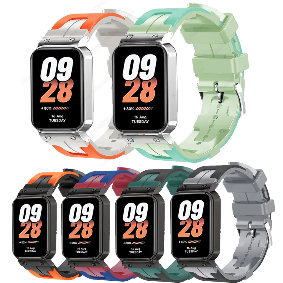 Kovová škrupina + Silikónový remienok pre Xiaomi Smart Band 9 Active Bracelet Mi Band 9