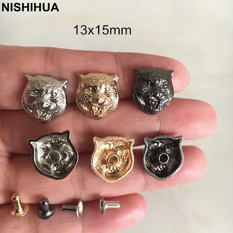 Kovové gombíky Leopard Nivet, DIY Opravy nity pre tašky, topánky, topánky, odev, opasok, koženú remeselnú dekoráciu, 13x15 mm, 100 set