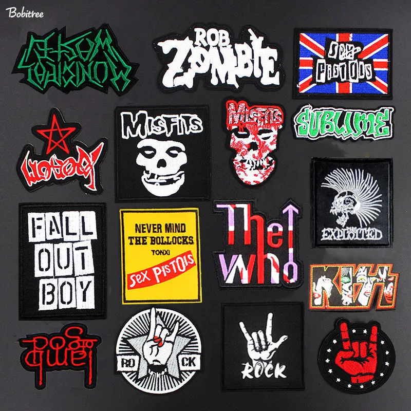 Kovové kapely Patches Rock Music Fans odznaky Vyšívaný motív aplikácie nálepky na železo pre džínsy dekorácie