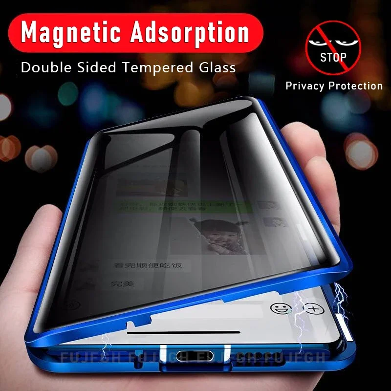 Kovové magnetické puzdro Temperované sklo pre huawei mate 30 40 50 50 60 70 Pro Ochrana šošoviek Proti peeping Spy Cover Cover Covery