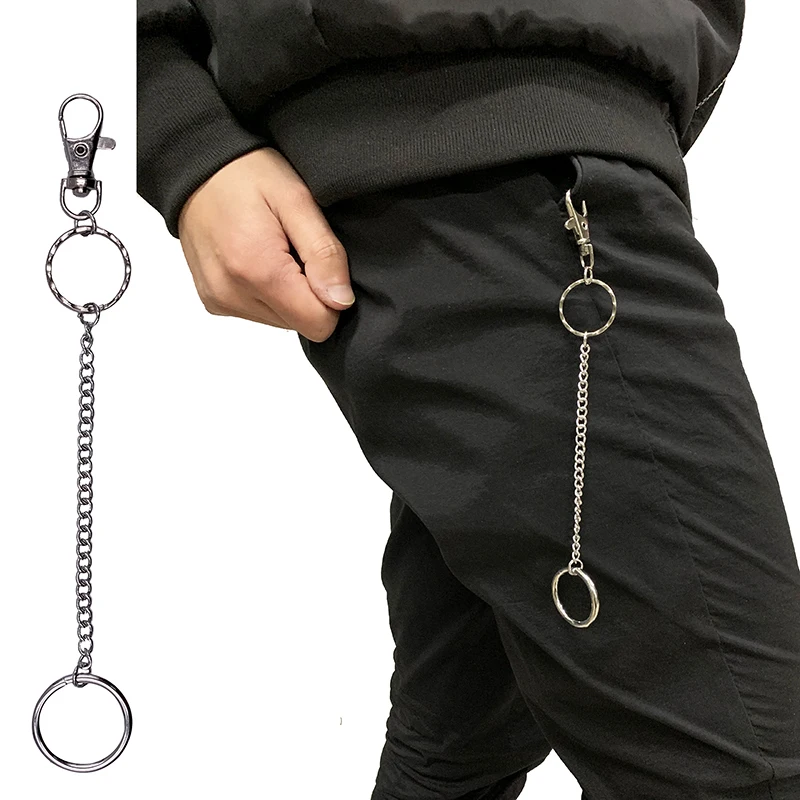 Kovové nohavice nohavičky nohavičky Peňaženka pás Rock punk džínsy kľúče reťaz strieborný kruh kľúča keyring keychain hiphop trendy šperky