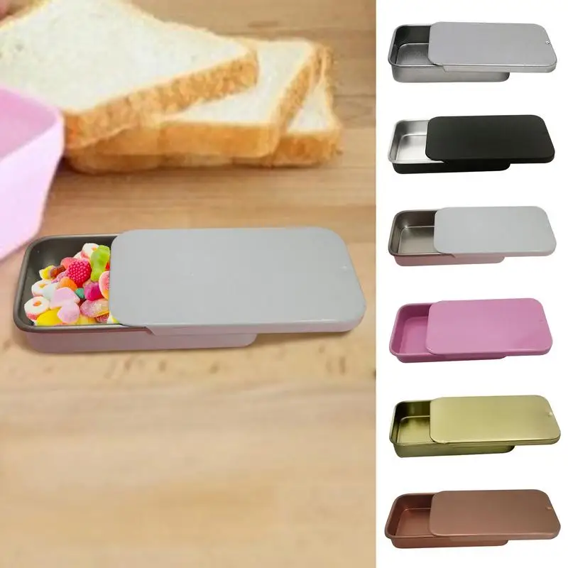 Kovové sklzové horné plechové skrinky Mini plechové skrinky s viečkami Malé prázdne úložné nádoby pre balzam na pery remeselnícke úložné súpravy 10G Domov