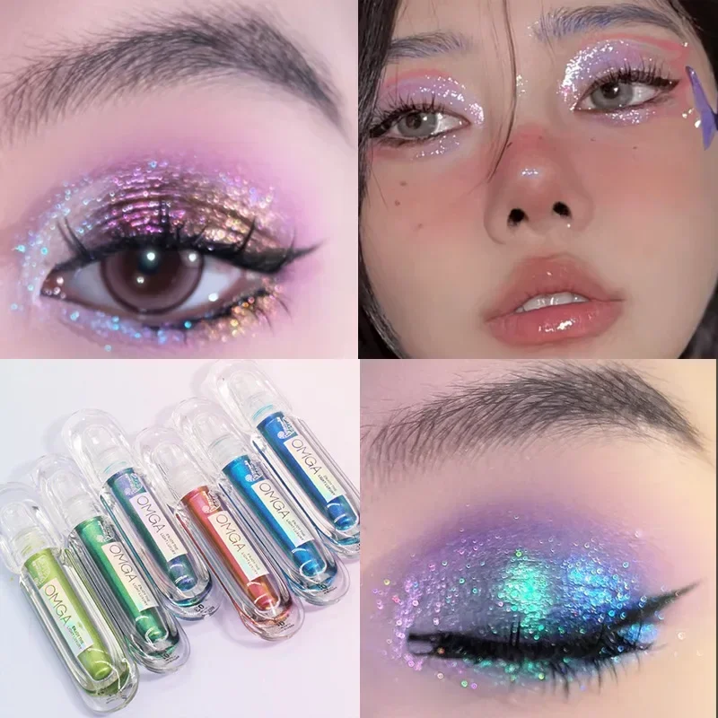 Kovové tekuté chameleónové očné tiene multikróma Eyeshadow Flash kovové kovové pery leskl viacfarebné trblietavé pigmenty Bright Party makeup