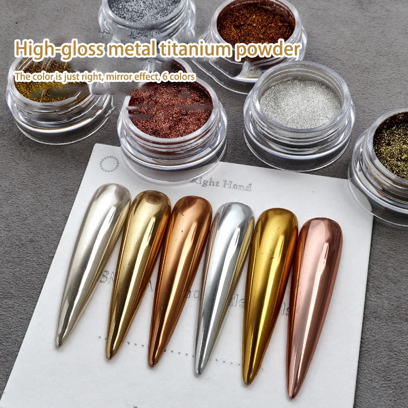 Kovové zrkadlo práškové nechty na nechty trblietky Rose Gold Champange UV Gél poľský chrómový prachový kovový efekt kovový efekt na nechty maľba pigmentu