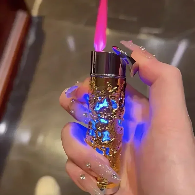 Kovový 3D reliéf drak zapaľovač vetru odolný voči Bután Turbo Red Flame Dám