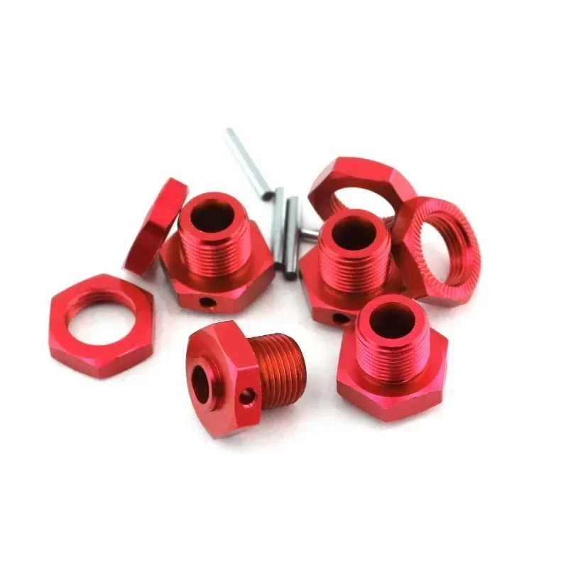 Kovový adaptér s hexom so 17 mm kolesom s matičkou pre Arrrma 1/8 3S Typhon 1/10 Big Rock V3 RC Aktualizácia automobilov Auto, červená, červená
