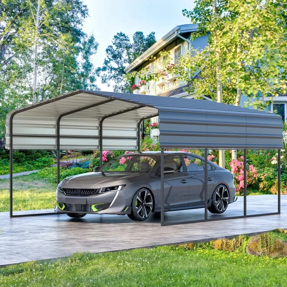 Kovový carport 10'X15 'High Duty s pozinkovanou oceľovou strechou - 10'x15'x8.4' Viacúčelové prístrešok s kovovým rámom