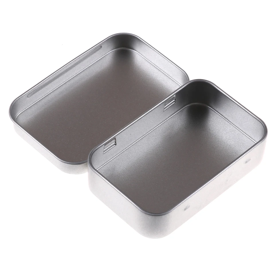 Kovový obdĺžnikový mini prázdny plechový box Tinkplate mince Candy Pill Puns Bin Jar Flipked Container Malé organizátor Storage Box