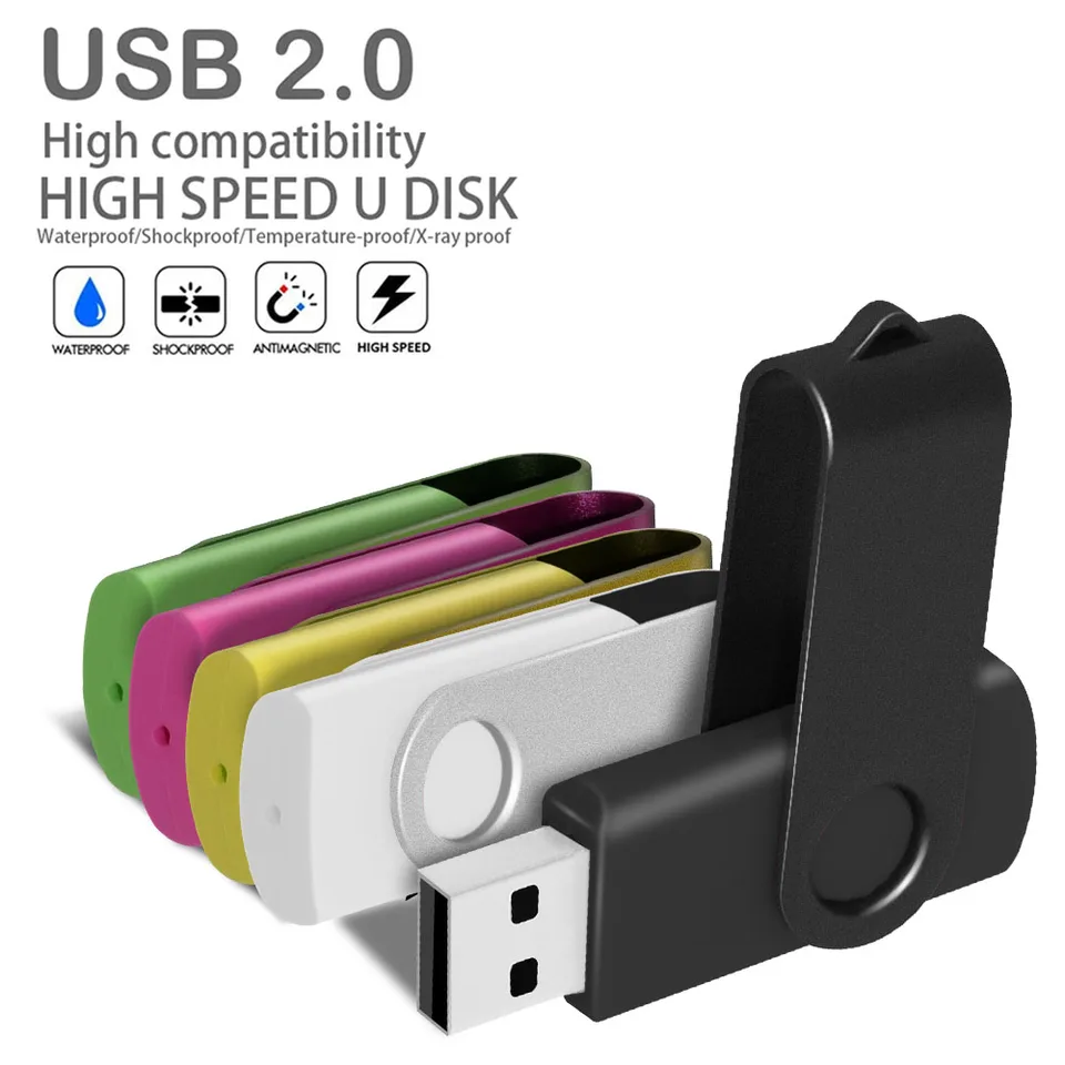 Kovový pero pohon 4 GB 8 GB 16 GB 32 GB USB Flash Drives USB Stick Memory Stick High Speed ​​Pendrive 64 GB USB 2.0 U Disk
