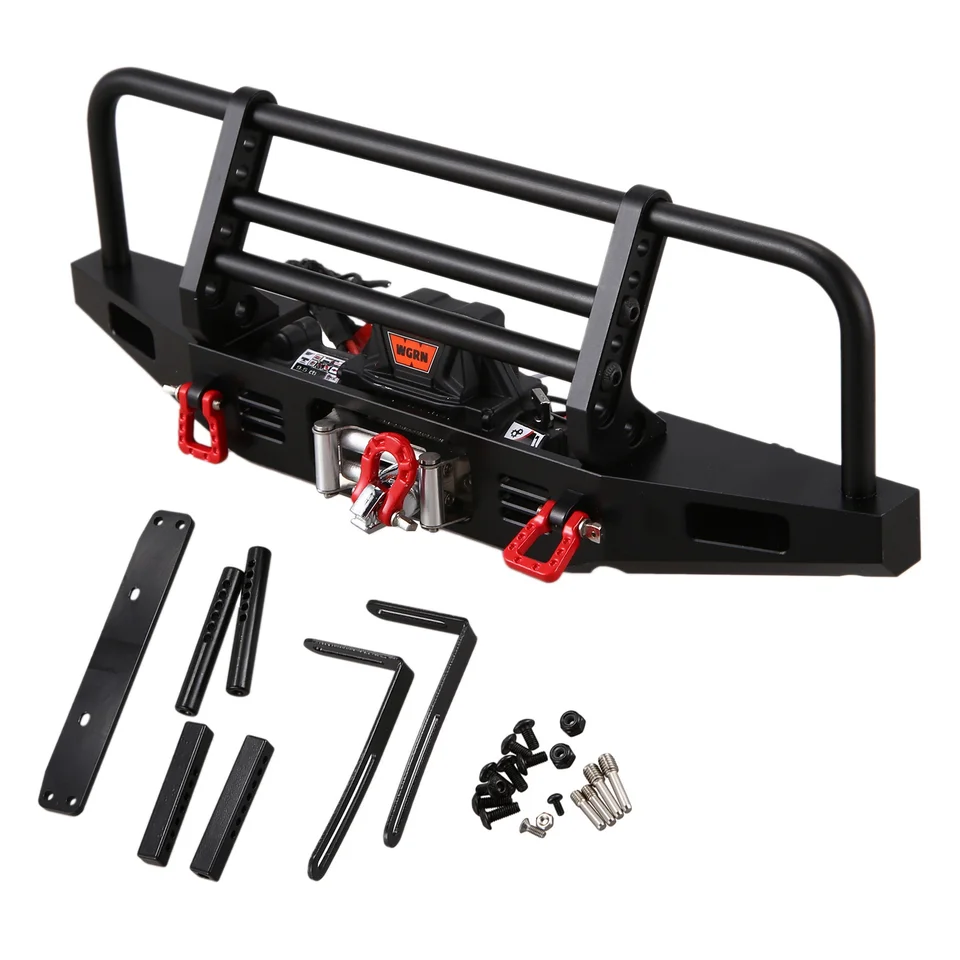 Kovový predný nárazník so systémom diaľkového ovládača navijak pre 1/10 RC Crawler Traxxas Trx4 Axial SCX10 a SCX10 II 90046