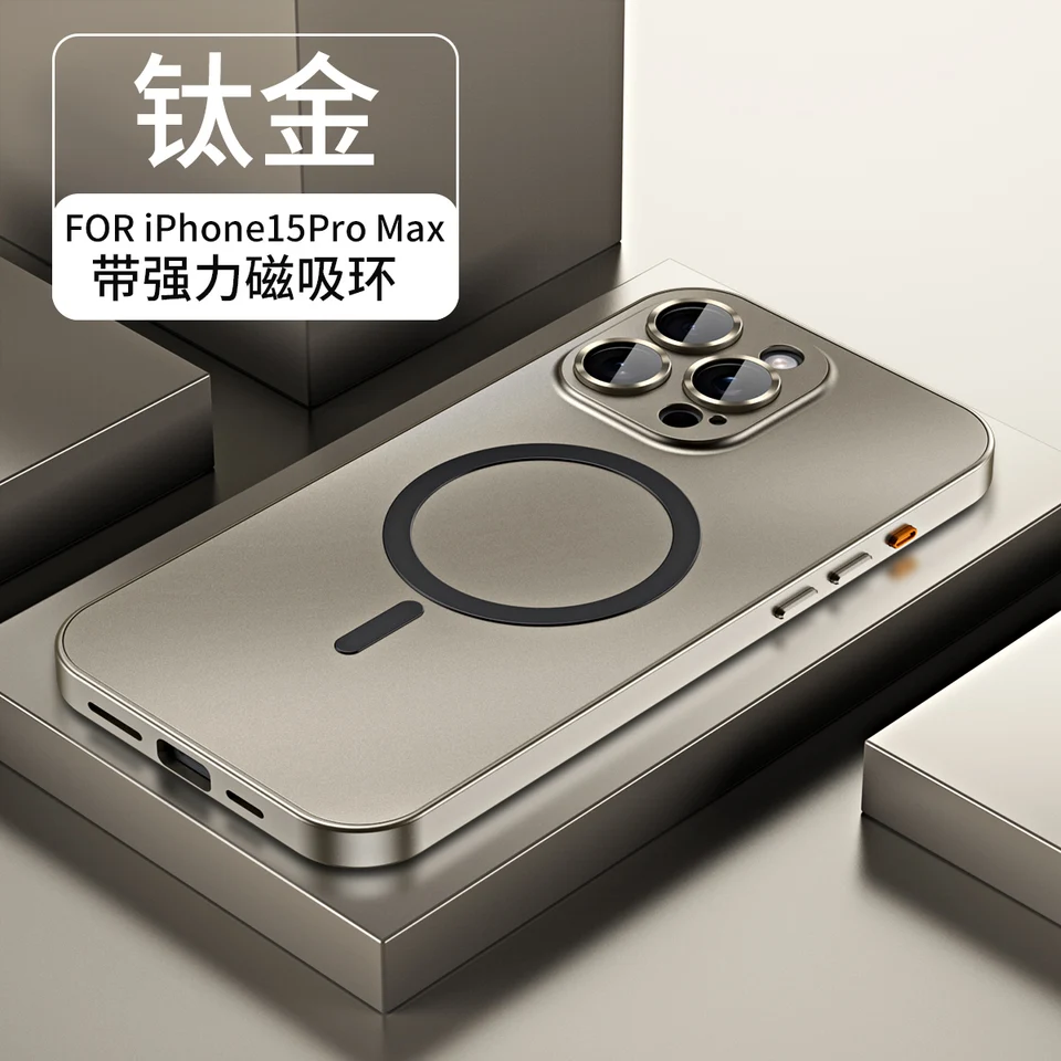 Kovový rámec hliníkový nárazník šošovky sklenený krúžok Magnetický telefón pre iPhone 15 14 13 Pro Max pre Magsafe Wireless Cover