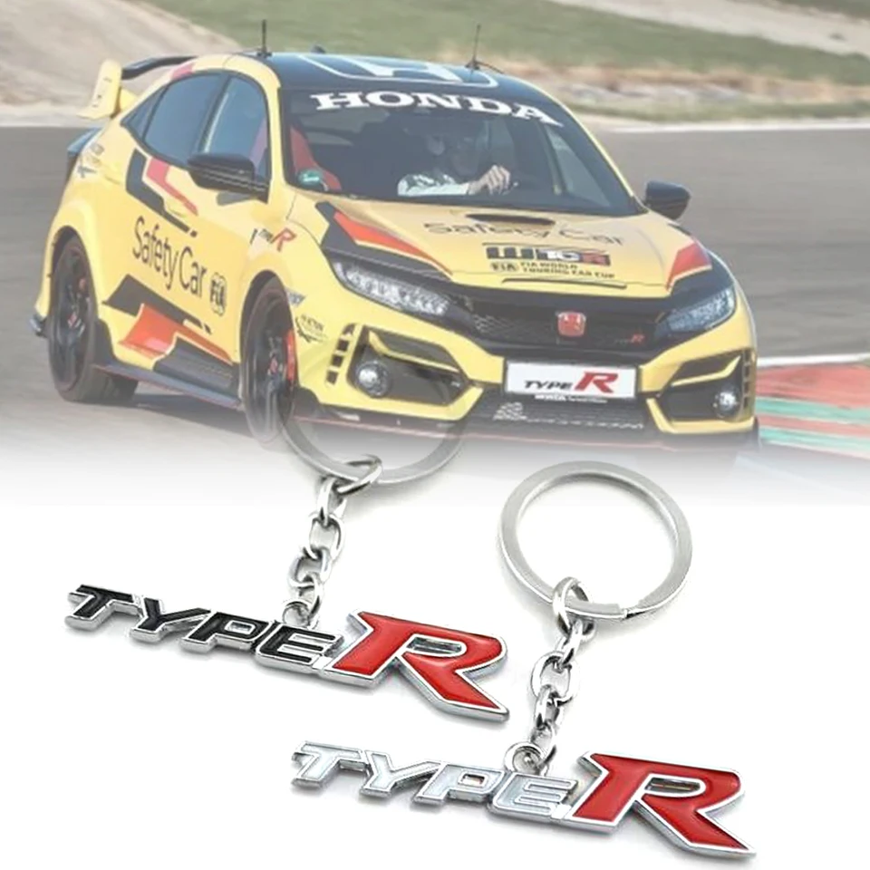 Kovový typ r logo Keychain Car Keyring for Honda Type R Racing Accord Crv HRV City Crider Jazz Greiz Car Styling
