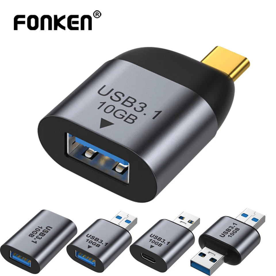 Kovový USB C 3.1 Adaptér OTG 10 Gbps Fast Data Transfer Prenos nabíjania Type-C 3A pre Samsung Xiaomi pre tablet MacBook Pro Tablet