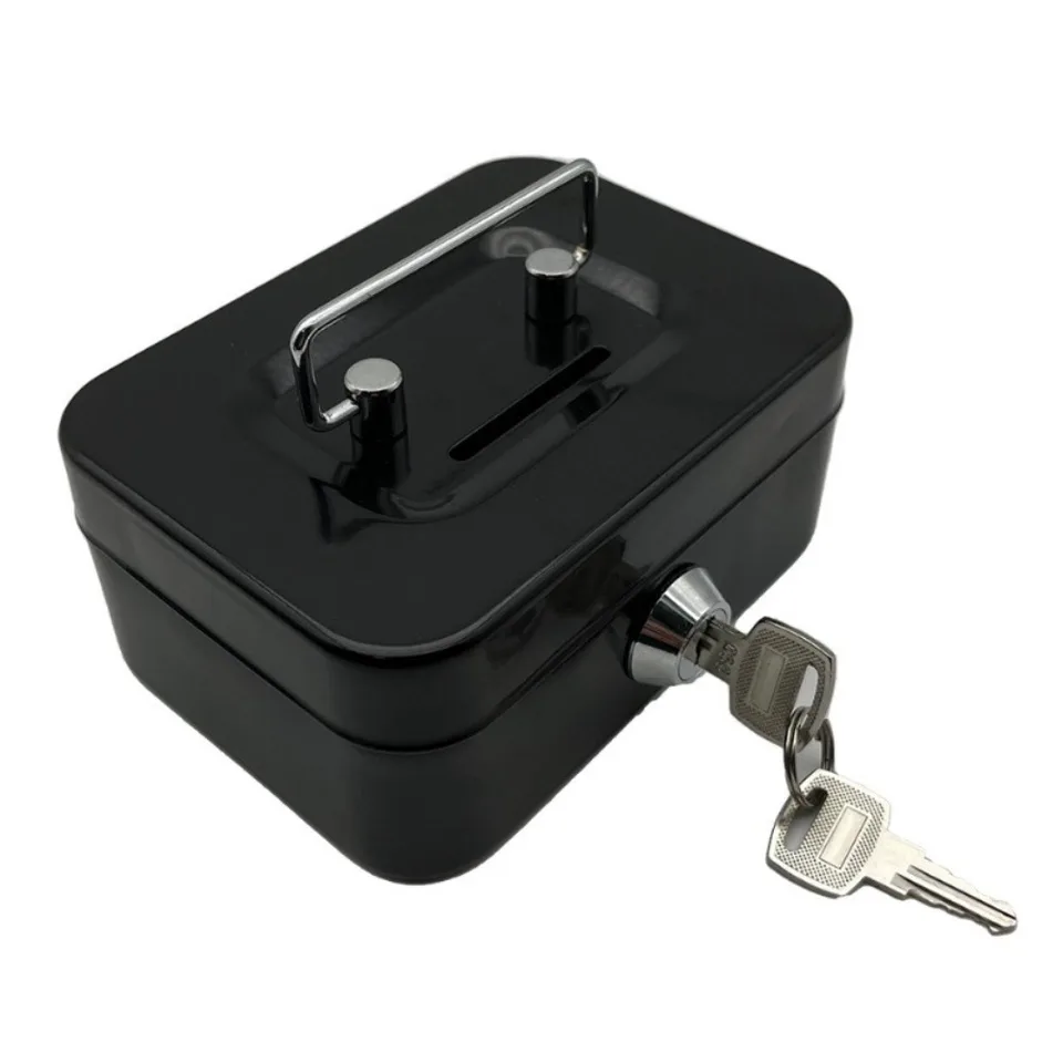 Kovový zámok Key Small Cash Box Cute Small s uzamykateľným krytom Organizátor peňazí s rukoväťou 4.53 