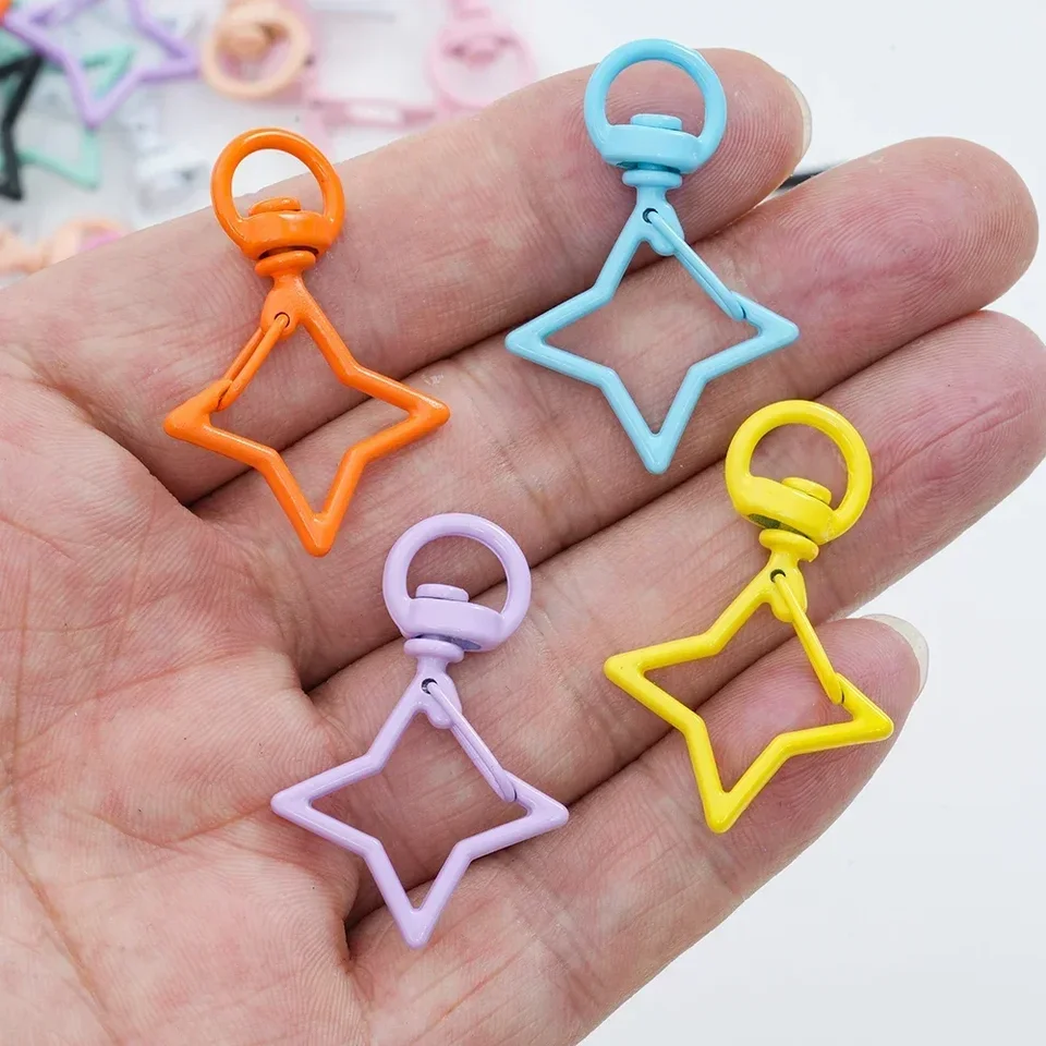 Kovy Candy Color Panlated Star Pentagram homár spona na kľúče Háčiky konektor pre kľúče prstene
