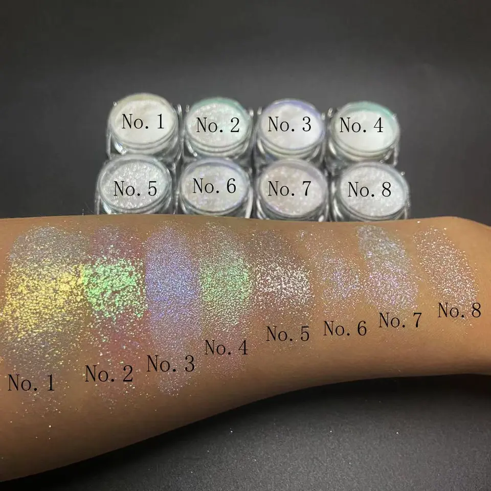 Kozmetické biele trblietavé práškové farbivo trblietavý dúhový pigment pre make -up tela očnej tváre