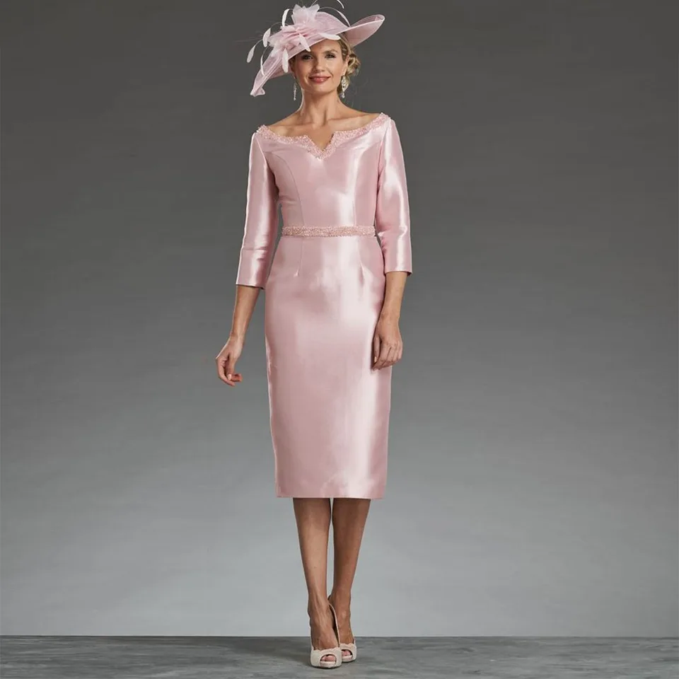 Kozmetické svetloružové saténové saténové matka nevesty šaty pre svadby