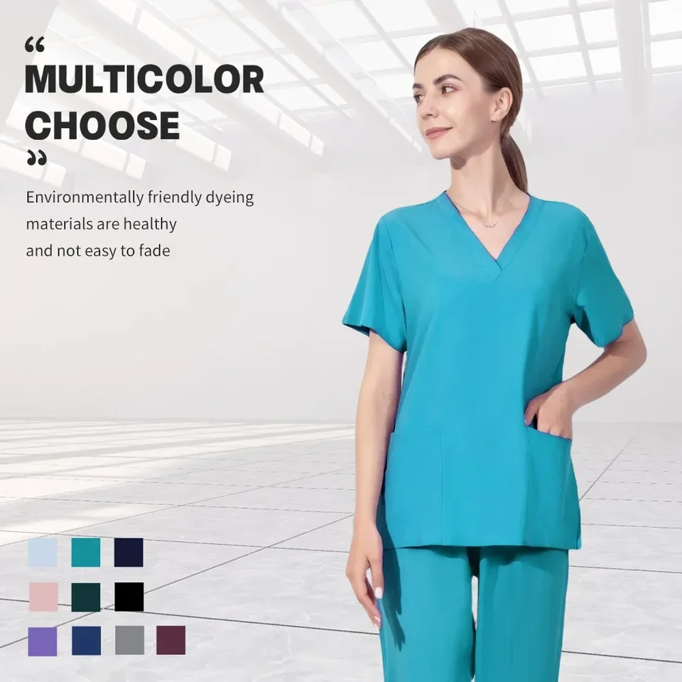 Kozmetický salón Jednotný elastický priedušný spandex sestra príslušenstvo móda štíhle topy Tops letné laboratórium Celget Scrus Cloths Women