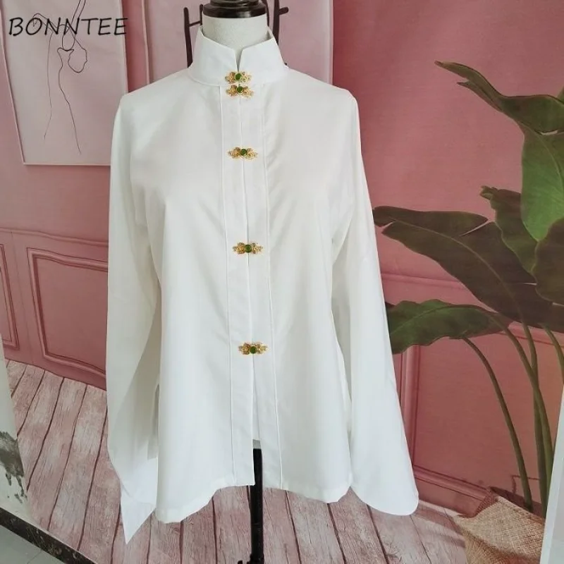 Košele Ženy Pure Soft Blusas Čínsky štýl retro jeseň All-Match Casual Hot Predaj vo vnútri s dlhým rukávom Populárne odevy bedrových bedier